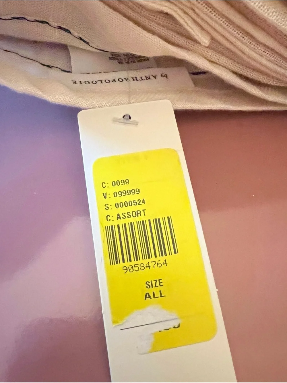 Anthropologie Manette Embroidered Cotton Linen Sheer Curtain, Neutral, 1 Panel